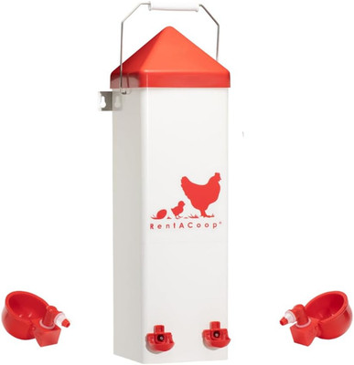 2 Gallon Chicken Waterer with Auto-Fill Cups, Horizontal Nipples, Anti-Roost Con