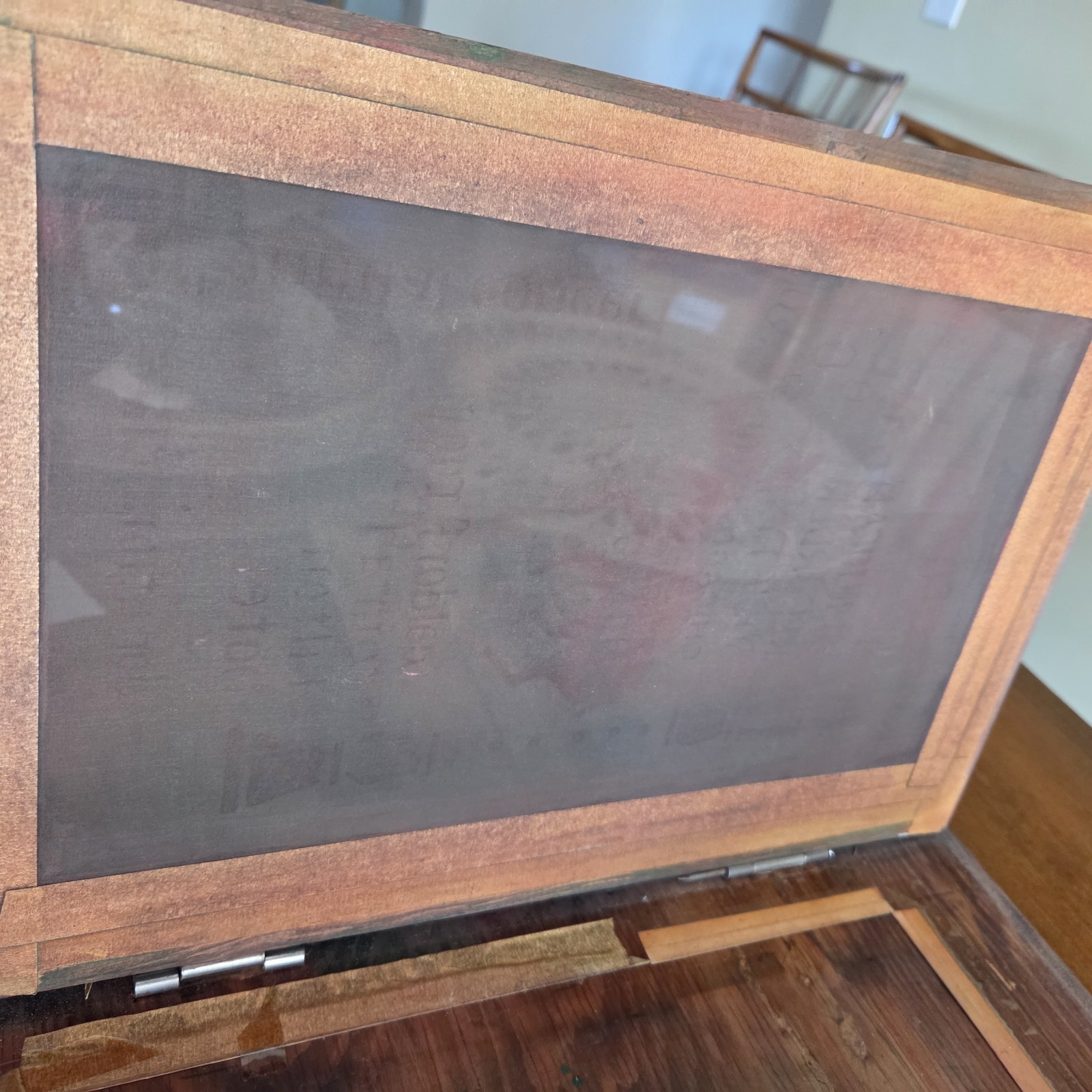 Vtg Silk Screen Wooden Printing Frame Chicago Recorder Society Merry Christmas