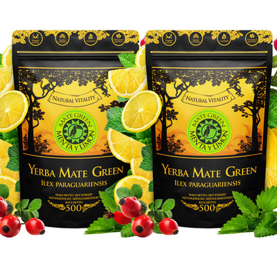 Yerba Mate Green Menta y  Limon 2x 500g/1kg - Yerba Mate Tee mit Zitrone, Minze