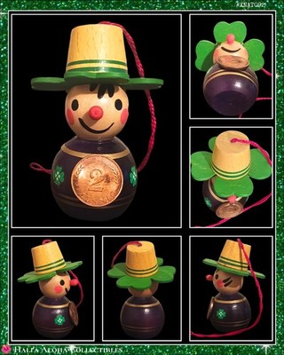    VTG Erzgebirge Steinbach ''Lucky Boy'' Clover Hat 2 Pfennig Wooden Ornament