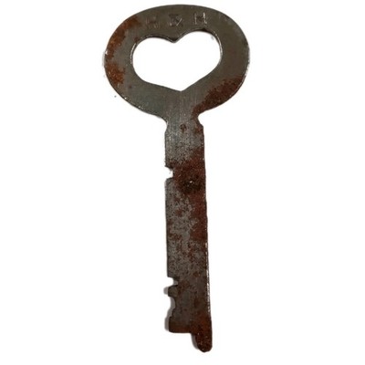 Vintage Eagle Lock Co Heart Shaped Skeleton Key, H & H, 1 - 7/8 Inches Long