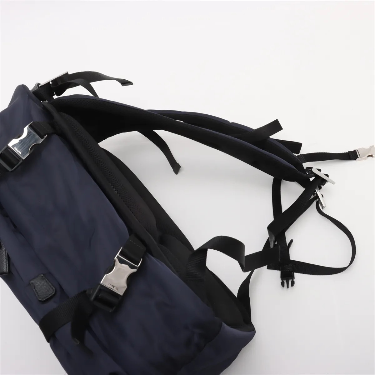 Prada Tessuto nylon x leather Backpack navy x black thumbnail 6