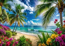 Dudaacvt 7x5ft Summer Hawaiian Beach Photography Backdrop Tropical