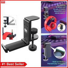 Foldable Under Desk Headphone Hook Holder Clamp Cable Organizer Gaming Headset