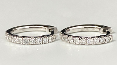 9K White Gold & 0.30CT Lap-Grown Diamond Huggies Hoop Earrings
