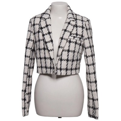 Kaiia, Blazer, Größe: 36, Schwarz/Weiß, Elasthan/Polyester, Karo, Tweed #TXz