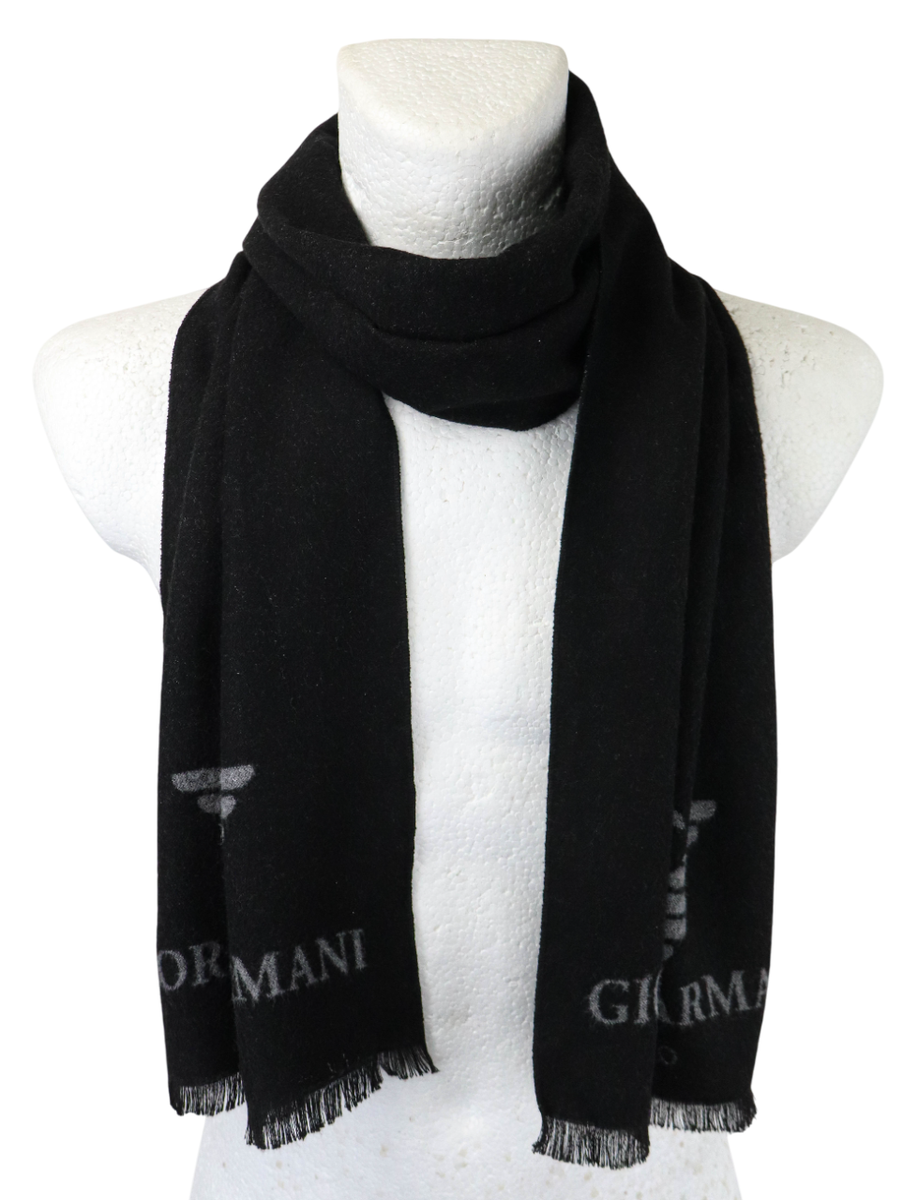 小物 00s Giorgio Armani border muffler GIORGIO ARMANI Scarf Men's ONE SIZE Black/Grey Logo Rectangle