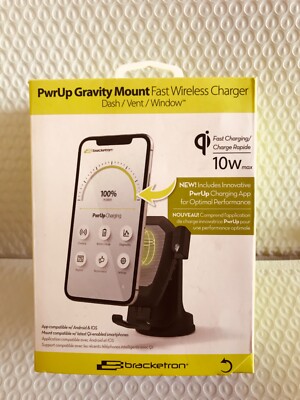 Bracketron - PwrUp Gravity 10W Qi Wireless Charging Car Window/Vent/Dash Mount 
