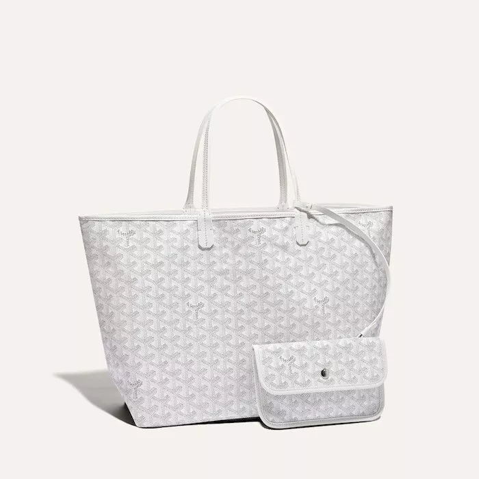 Goyard White/Pink Goyardine Coated Canvas and Leather Saint Louise