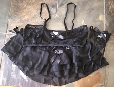 One Size 90-150lb Raveware Sheer Lace Bralette Matching Mini Skirt and Thong