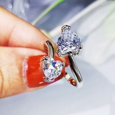 Elegant 925 Sterling Silver White Topaz Engagement Wedding Ring One Size Fit All