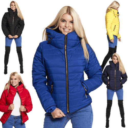 Womens Ladies Quilted Padded Puffer Bubble Fur Collar Warm Jacket Coat 8 - 26-28 - Picture 1 of 14