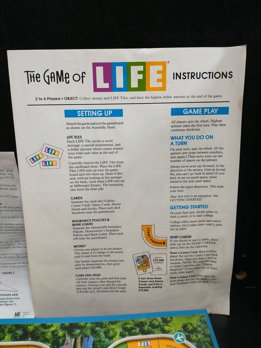 The Game Of Life 1991 Replacement Instructions