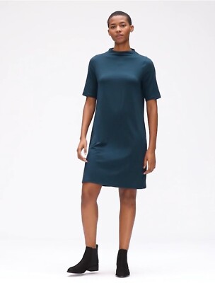 NEW Eileen Fisher Fine Tencel Jersey Storm Shift Dress size XXS Short  Sleeve | eBay