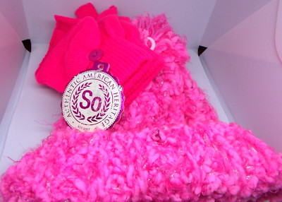 so authentic american heritage hats gloves 4-7  new with tags pink