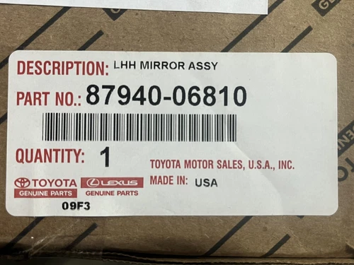 Used Oem Toyota Camry 2018-2023 Left Side Mirror 87940-06810