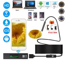 HD 8 LED Endoscope Borescope Inspection WiFi Camera Scope For iPhone Android PC