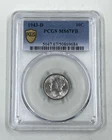 1943 D 10C PCGS MS67FB Mercury Dime