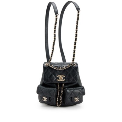 CHANEL ノベルティ ブラック レザー ミニバッグ Classic zipped pouch - Grained shiny calfskin & gold-tone metal