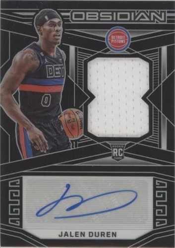 JALEN DUREN 2022 PANINI OBSIDIAN ROOKIE AUTO AUTOGRAPH PATCH CARD 