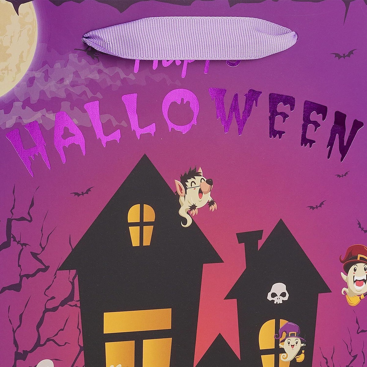 Happy Halloween Gift Bag Set - Large Pumpkin Paper Bag With Card & Tissue Paper