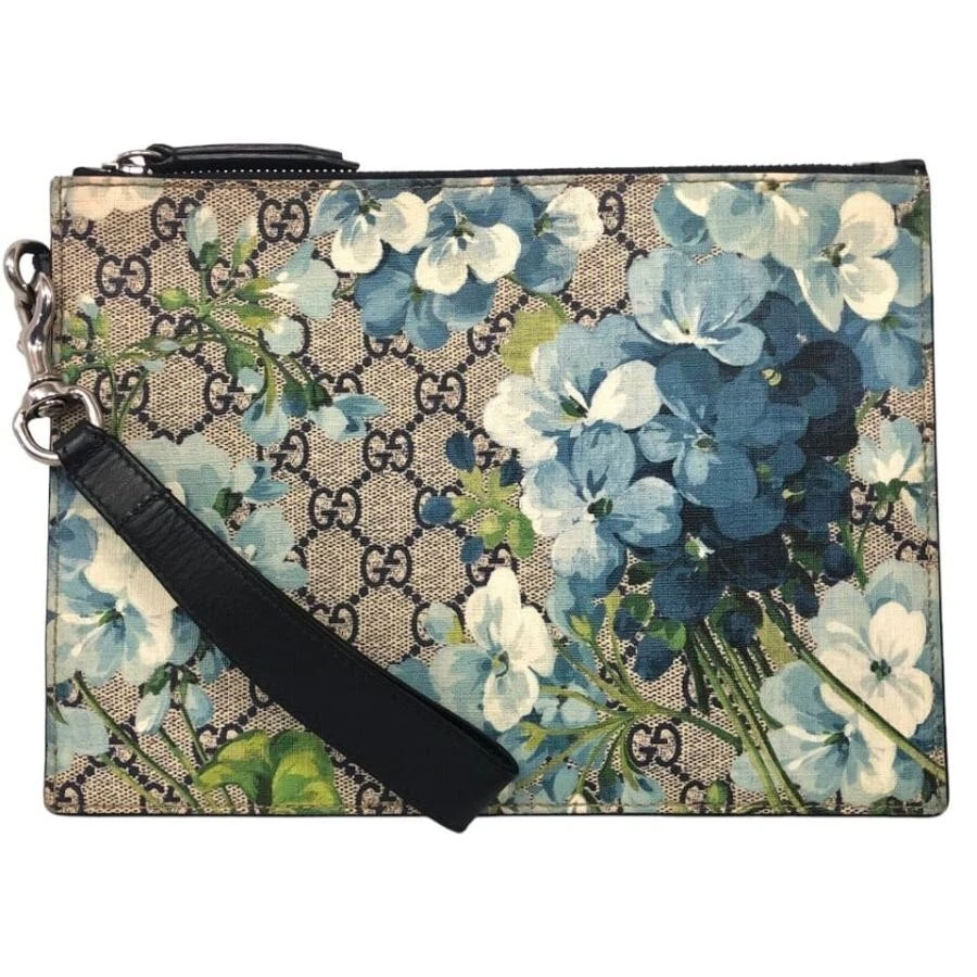 Pochette pochette GUCCI GG Supreme fleur PVC beige vert jaune marron authentique