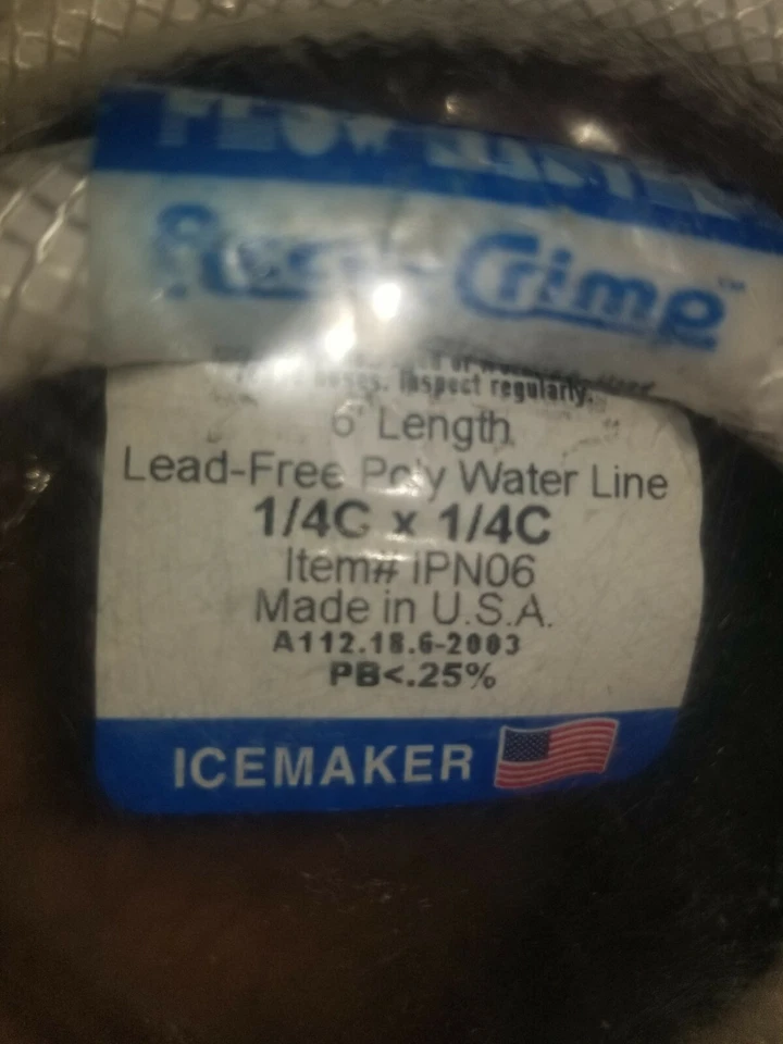 Manguera de 6' sin plomo 1/4CX1/4C, envío rápido para máquina de hielo certificada hecha en EE. UU., envío rápido Foto 4 de 4