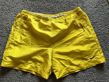 Vintage Nike Shorts Lined Drawstring Running Womens XL 16-18 Swoosh Yellow 90s