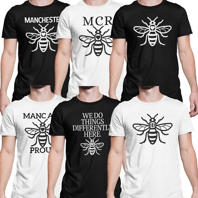 Manchester Bee T-Shirts Top MCR Manc And Proud Manchester Clothing Bee Designs