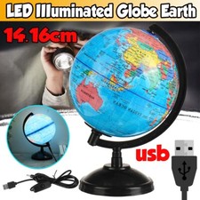 Rotating LED Night Light World Earth Globe Map Students Kids Geography Education