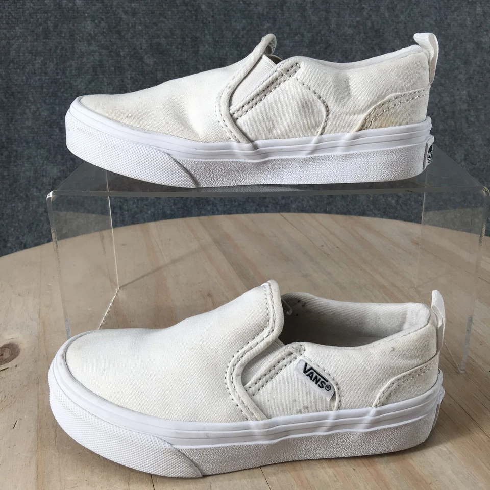 Vans Zapatos Jóvenes 11 Niños Off The Wall Clásico Mocasín Sin Cordones 500714 Lona Blanca Foto 2 de 4