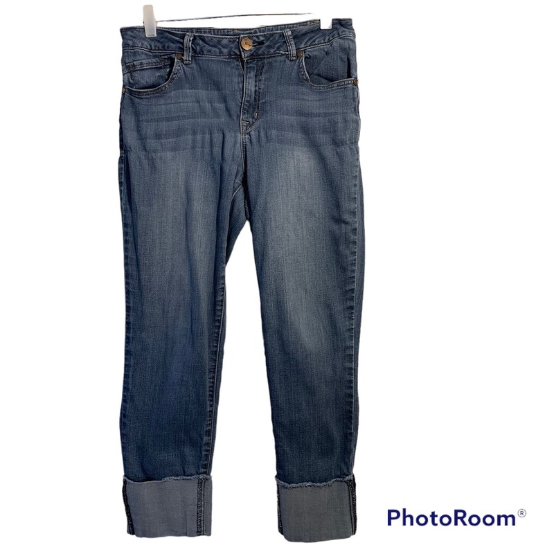 1822 Women’s Cuffed Jeans 8 Blue Taylor Raw Hem Capri Stretch Comfort