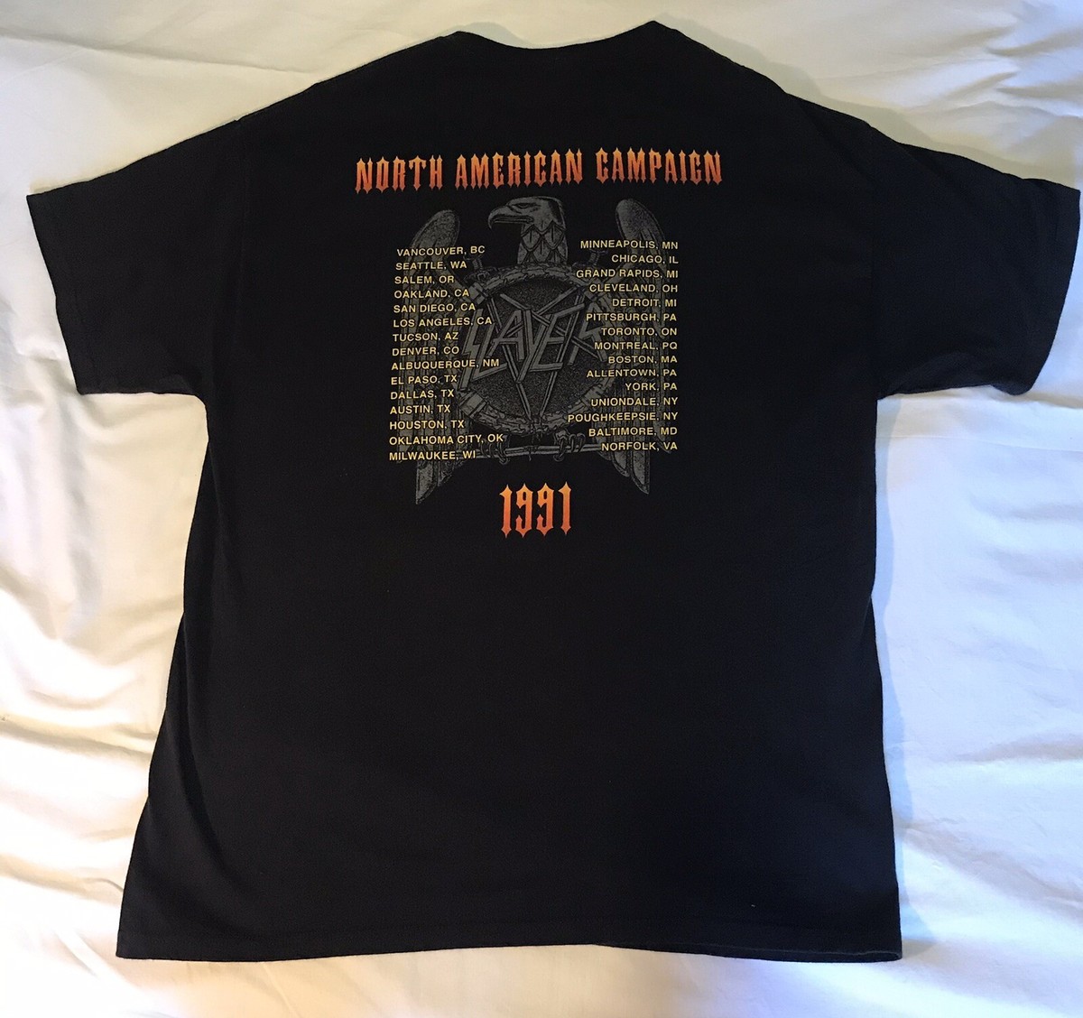 SLAYER SEASONS IN THE ABYSS NORTH AMERICAN CAMPAIGN 1991 TOUR T