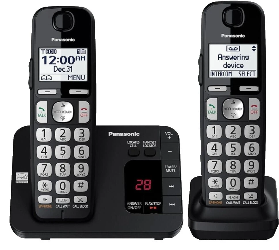 Teléfonos inalámbricos Panasonic Negro y auriculares