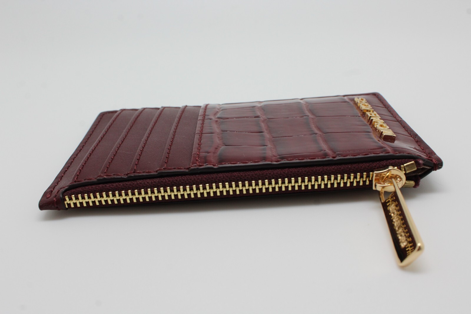 Michael Kors Jet Set Travel Medium Card Case/ ID Card Wallet In Oxblood
