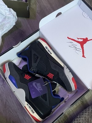 Jordan Air Jordan 4 Retro Black Red Blue White Mid Top Basketball Sneakers
