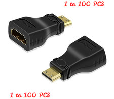 LOT Mini HDMI Male to Standard HDMI Female Adapter Gold Plated HDTV 4K 1080p 3D