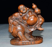 Exquisite small leaf boxwood drinking Maitreya ornament