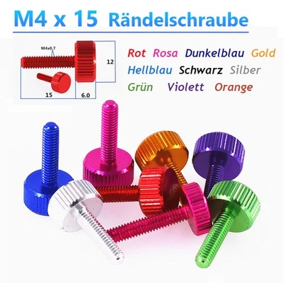 Rändelschraube DIN 653 niedrige Form Rändelschrauben Aluminium farbig M4x15mm - Bild 1 von 4