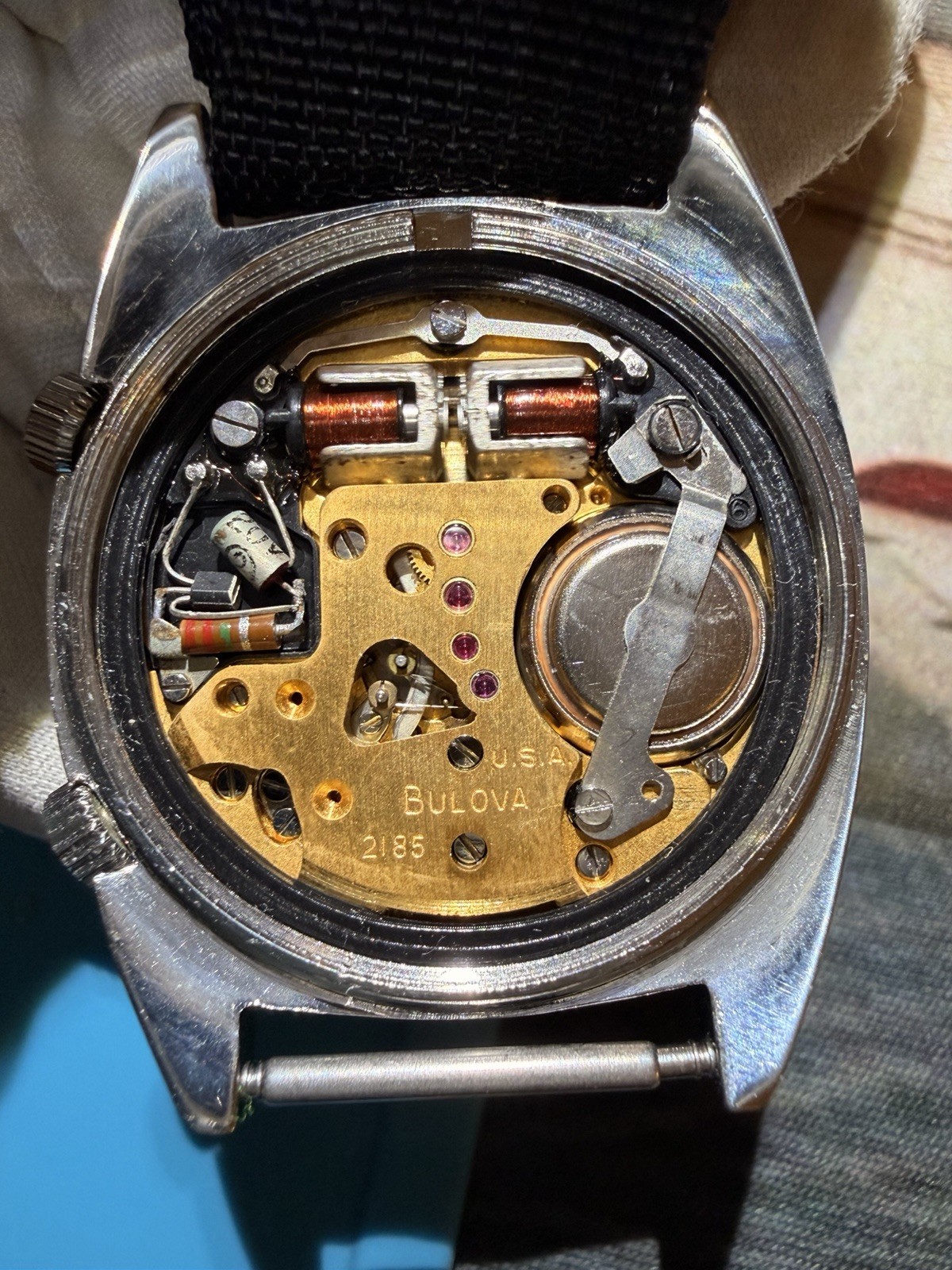 75’ VINTAGE  ACCUTRON ASTRONAUT  MARK  2 BLUE DIAL . Serviced