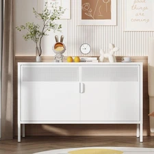 Metal Storage Cabinet,2 Door TV Stand, Metal Mesh Accent Cabinet