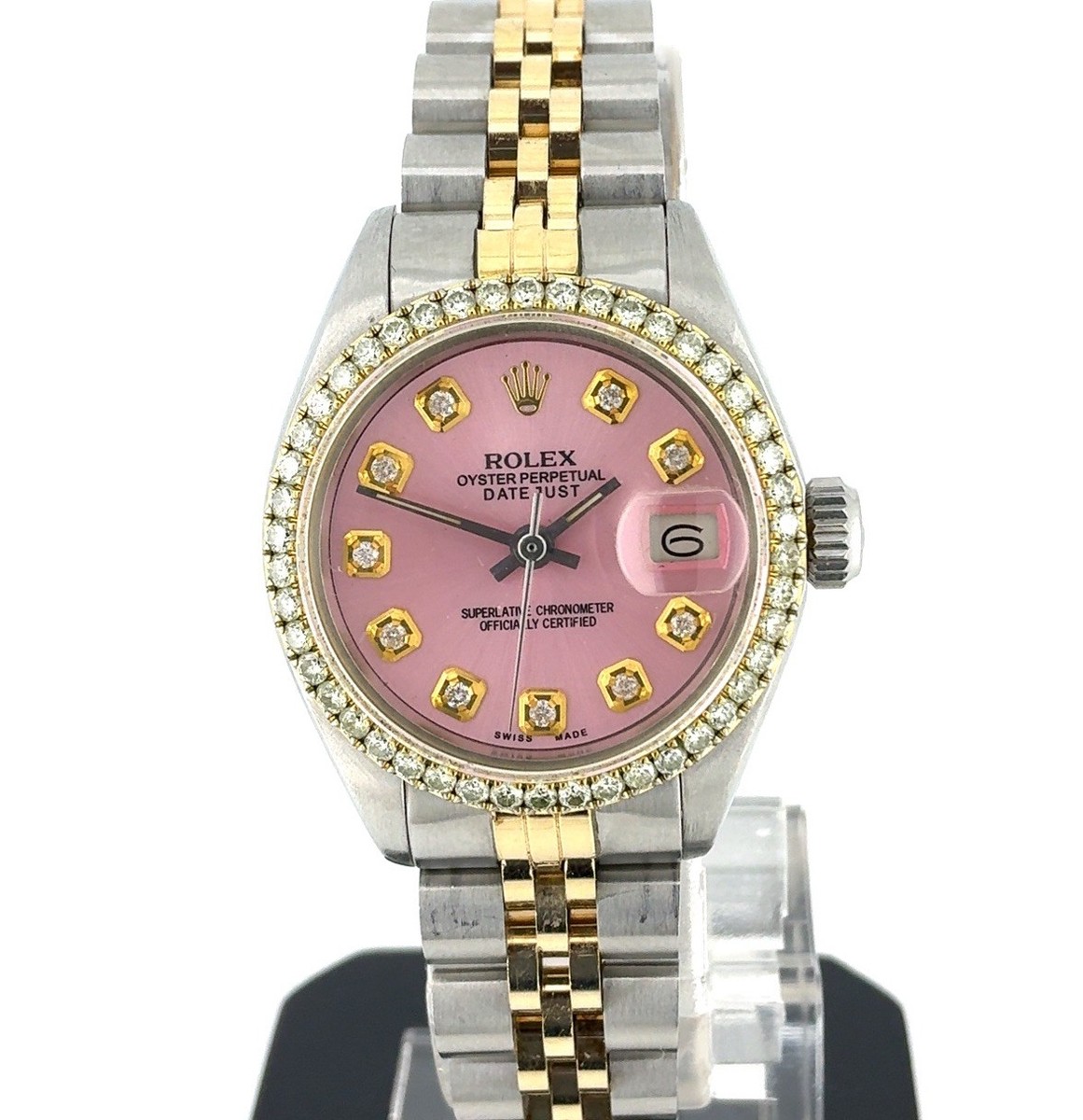1974 Rolex Datejust Ladies 6924 Two-Tone Pink Diamond Dial  display picture 1