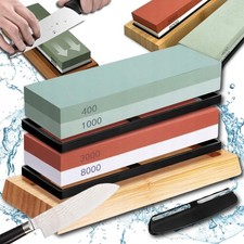 Set Pietre per Affilare Coltelli 400/1000 3000/8000 Affilacoltelli Base in Bambù