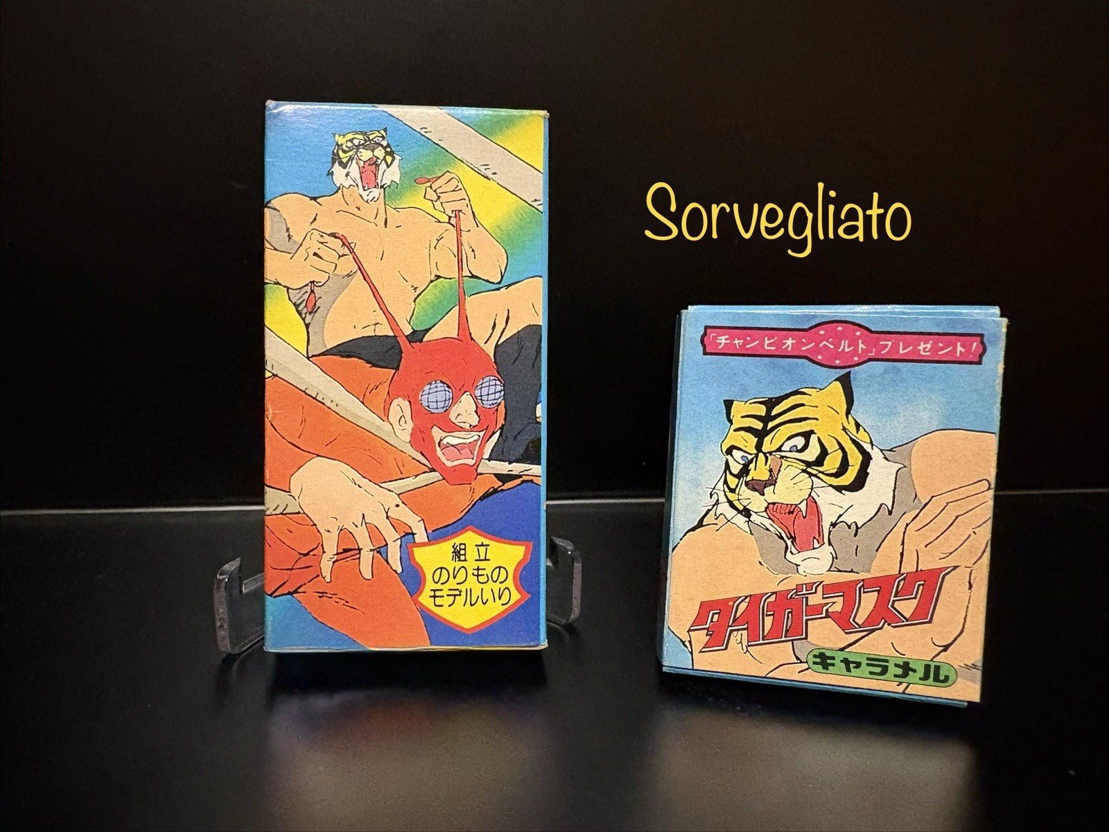 Tiger Mask Uomo Tigre scatoline caramelle originali giapponesi lotto 2 pz 1970
