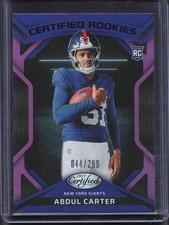 2025 Panini Certified Abdul Carter Certified Rookies Mirror Purple /299 Giants