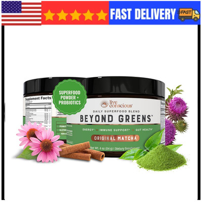 Live Conscious Beyond Greens Superfood Powder - Delicious Debloating Super 4 Oz