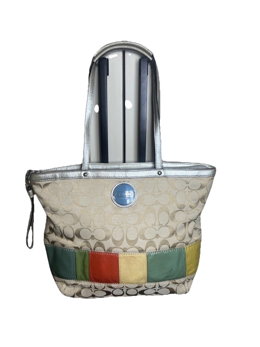 Coach (2011) Signature Stripe Multicolor Blocks Shoulder Handbag