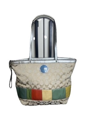 Coach (2011) Signature Stripe Multicolor Blocks Shoulder Handbag
