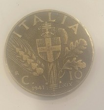 Moneta 10 Centesimi Regno D'Italia 1941 Moeta Rara In Buone Condizioni