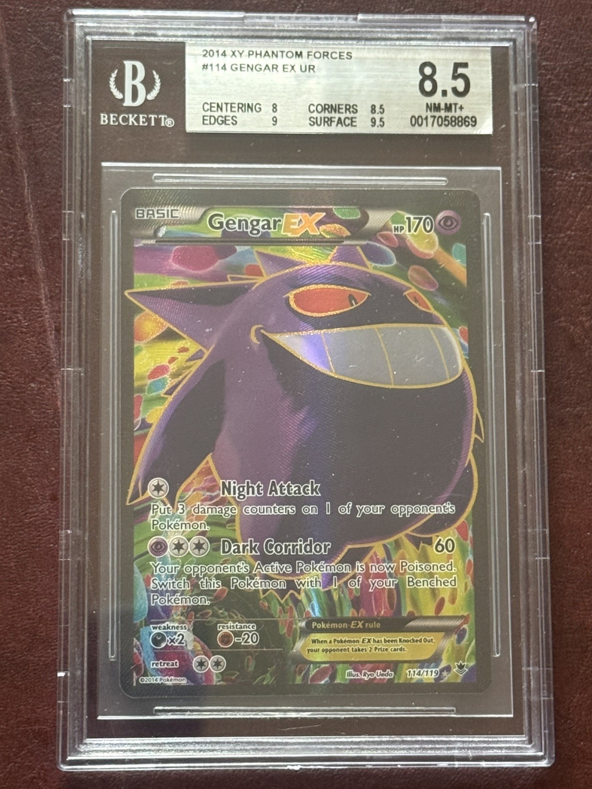Pokemon 2014 XY Phantom Forces #114 Gengar EX ultra rare full art BGS 8.5 NM-MT+